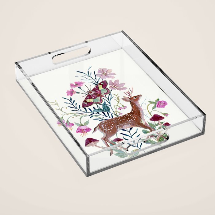 Floral Deer Acrylic Tray Gallery Image 1