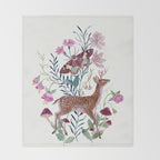 Floral Deer Throw Blanket Gallery Image 2