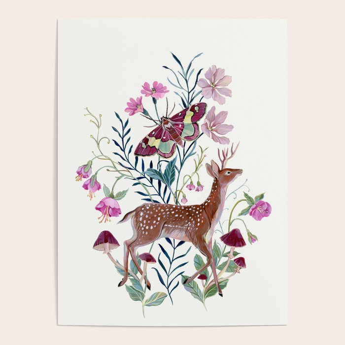 Floral Deer Poster Gallery Image 1
