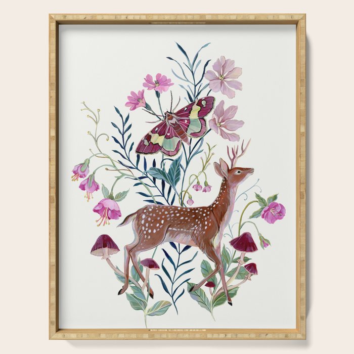 Floral Deer Serving Tray Gallery Image 1