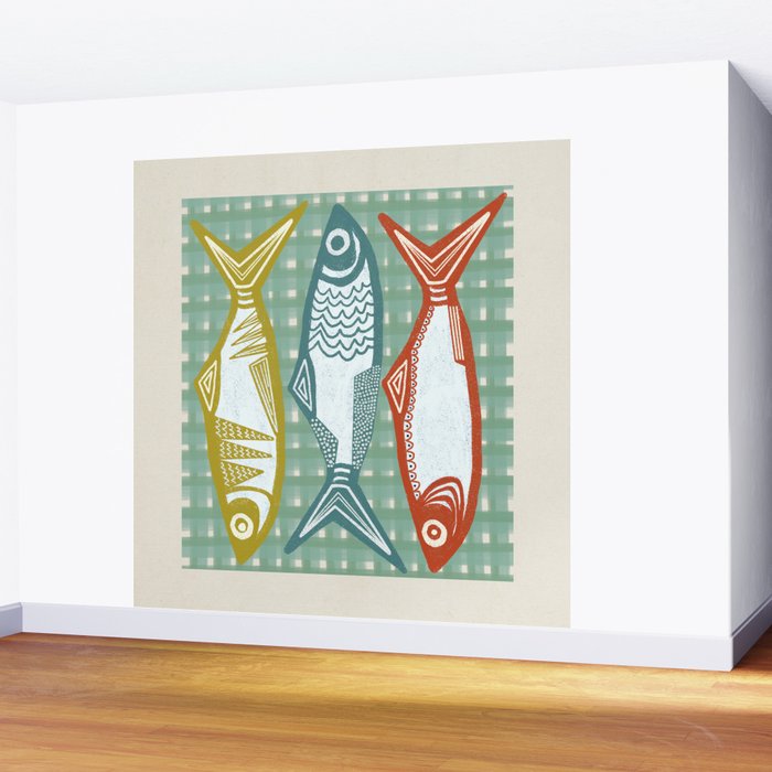 Sardines On Blue - Modern Art Print Wall Mural Gallery Image 2