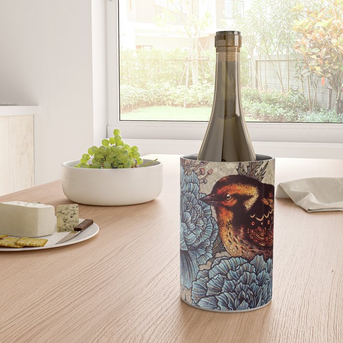 Bird Blue Roses Wine Chiller Gallery Image 4