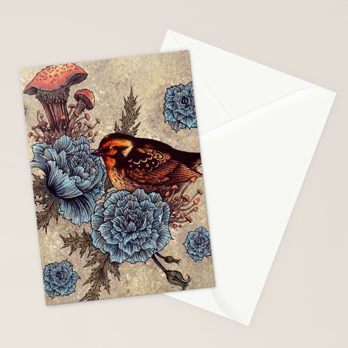 Bird Blue Roses Stationery Card Gallery Image 2