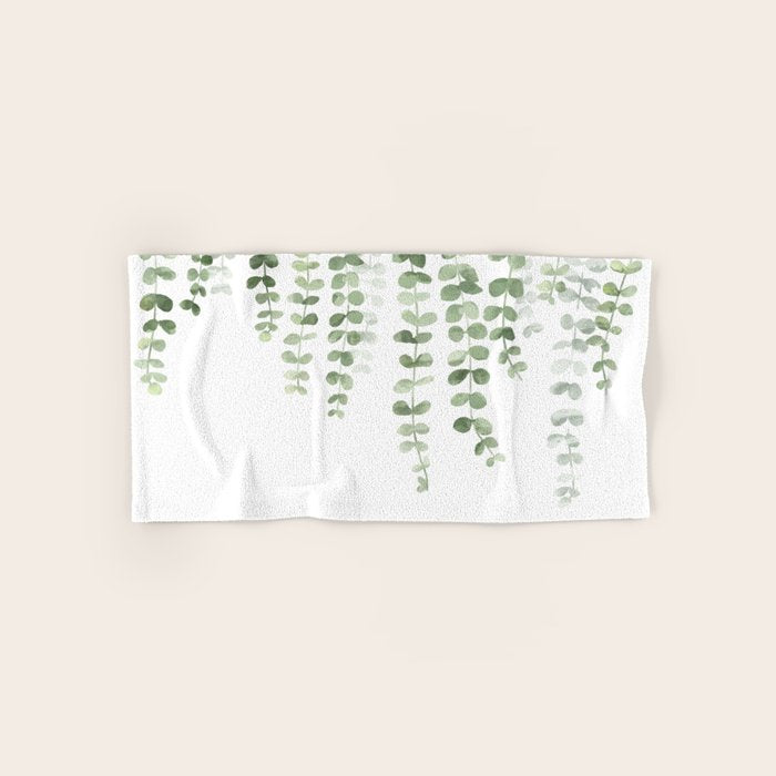 Eucalyptus Watercolor Bath Towel Gallery Image 1