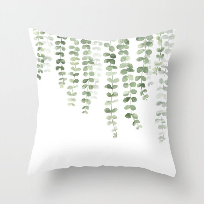 Eucalyptus Watercolor Throw Pillow Gallery Image 6
