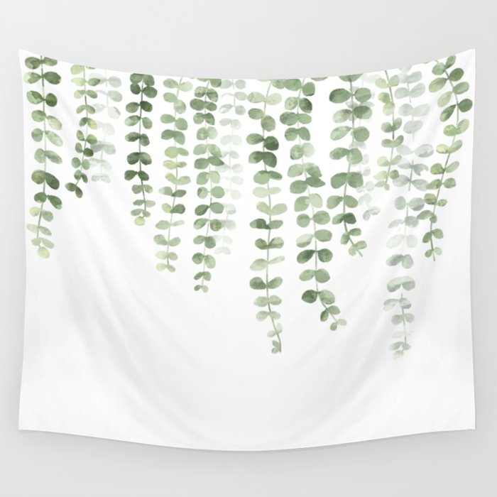 Eucalyptus Watercolor Wall Tapestry Gallery Image 1