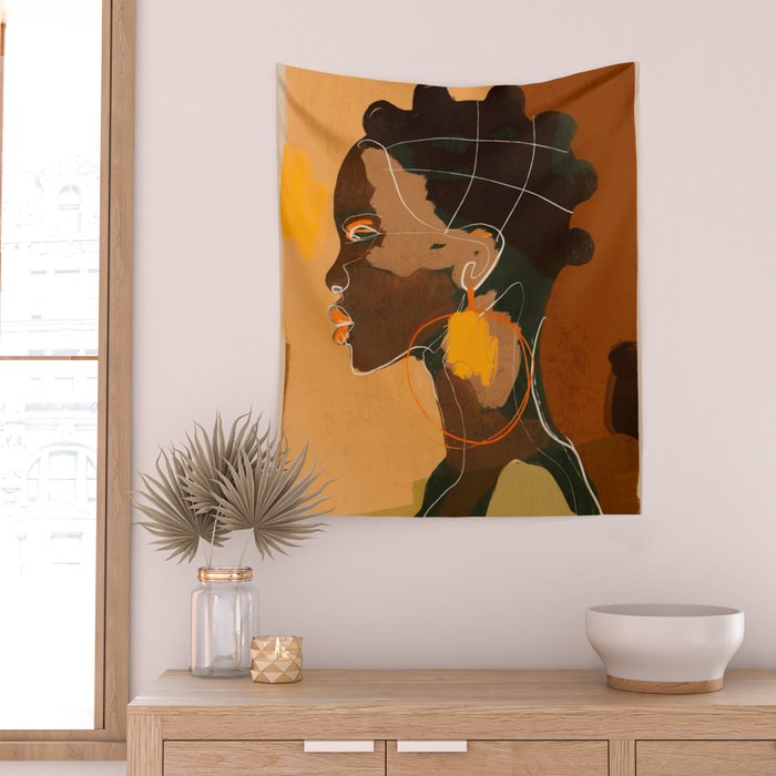 Abstract Art Girl Portrait Wall Tapestry Gallery Image 2