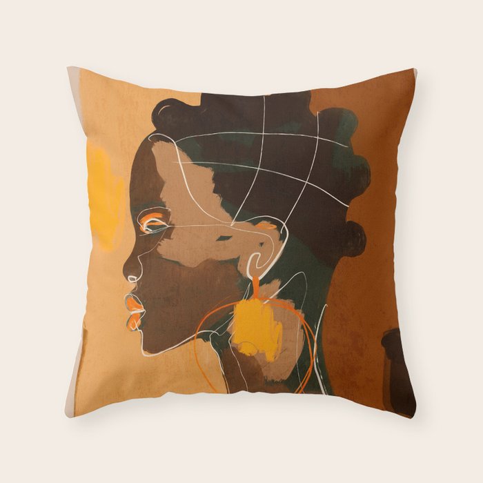 Abstract Art Girl Portrait Throw Pillow Gallery Image 6