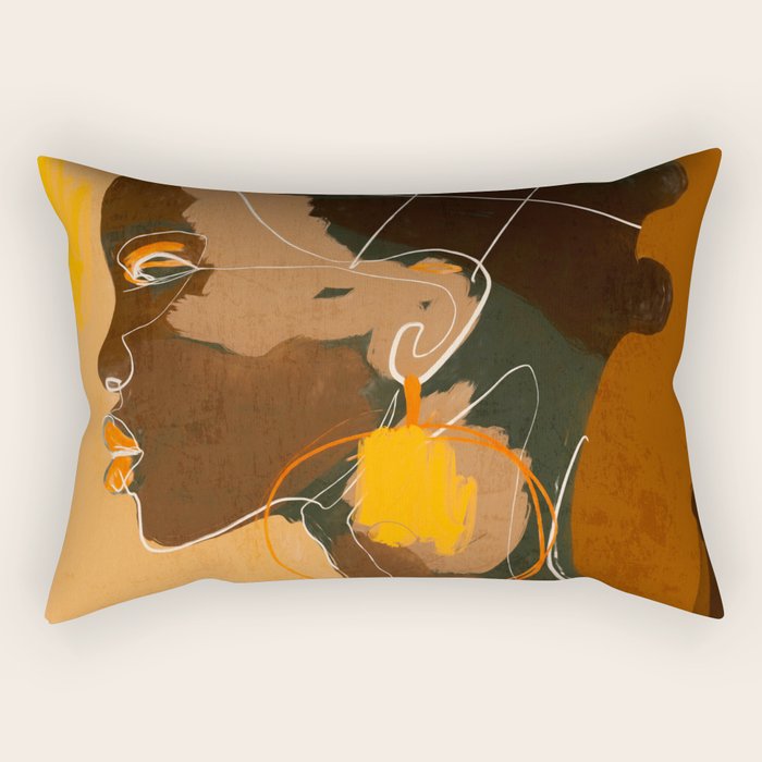 Abstract Art Girl Portrait Rectangular Pillow Gallery Image 1