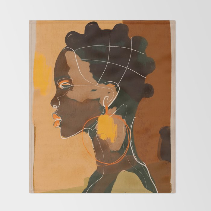 Abstract Art Girl Portrait Throw Blanket Gallery Image 2