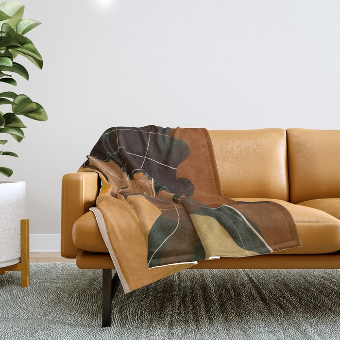 Abstract Art Girl Portrait Throw Blanket Gallery Image 1