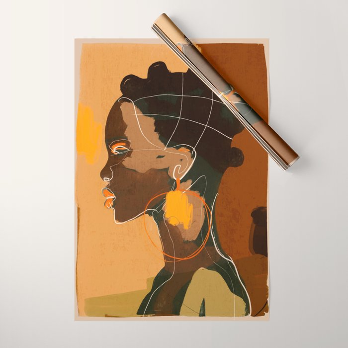 Abstract Art Girl Portrait Wrapping Paper Gallery Image 1