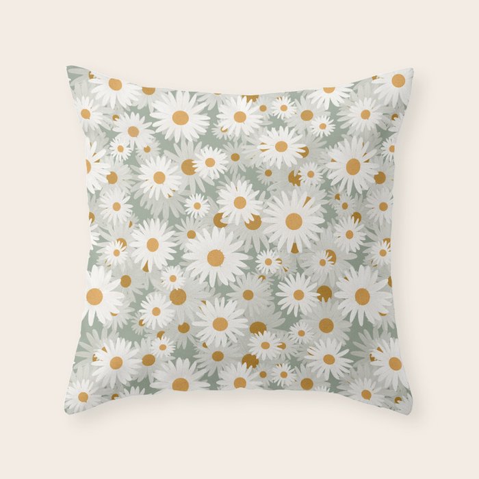 Chamomile pattern Throw Pillow Gallery Image 6