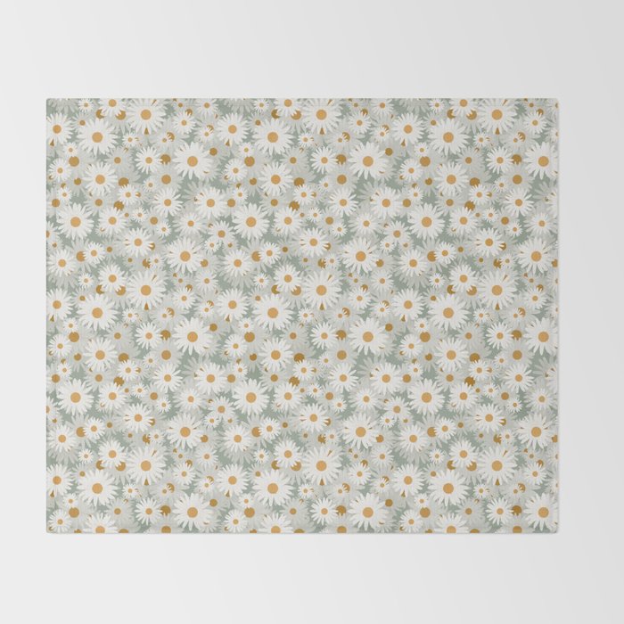 Chamomile pattern Throw Blanket Gallery Image 2