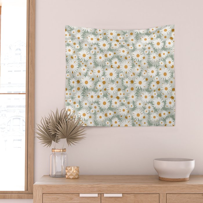 Chamomile pattern Wall Tapestry Gallery Image 2
