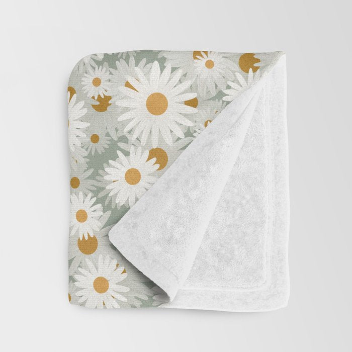 Chamomile pattern Throw Blanket Gallery Image 3