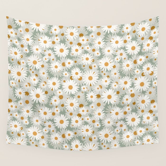 Chamomile pattern Wall Tapestry Gallery Image 1