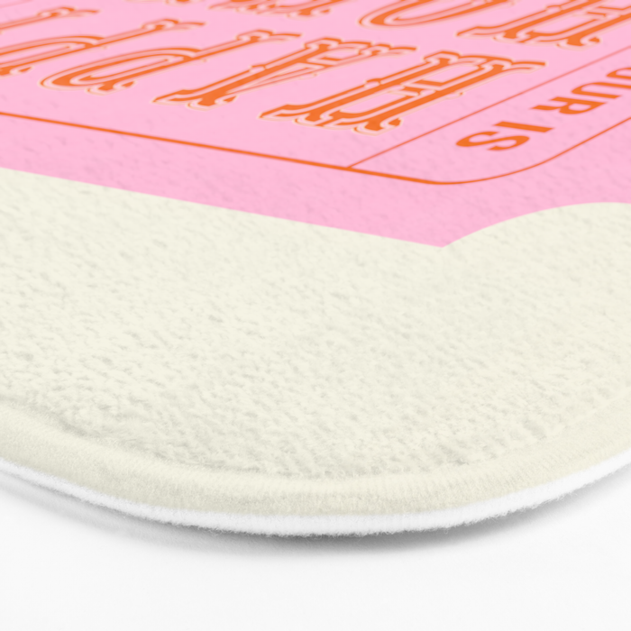Every Hour Is Happy Hour, Pink Retro Bar Ticket Bath Mat Gallery Image 3
