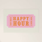 Every Hour Is Happy Hour, Pink Retro Bar Ticket Welcome Mat Gallery Image 1