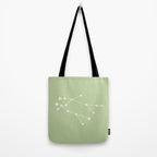 Gemini Zodiac Star Constellation Line Art Soft Green Tote Bag Gallery Image 2