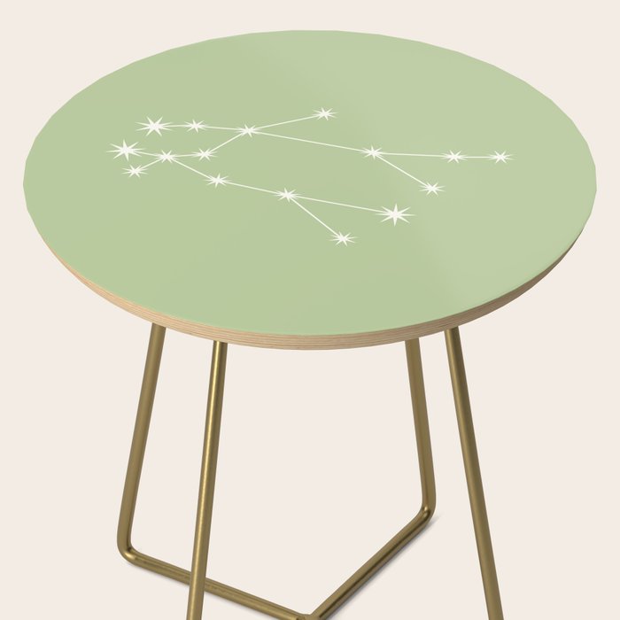 Gemini Zodiac Star Constellation Line Art Soft Green Side Table Gallery Image 2