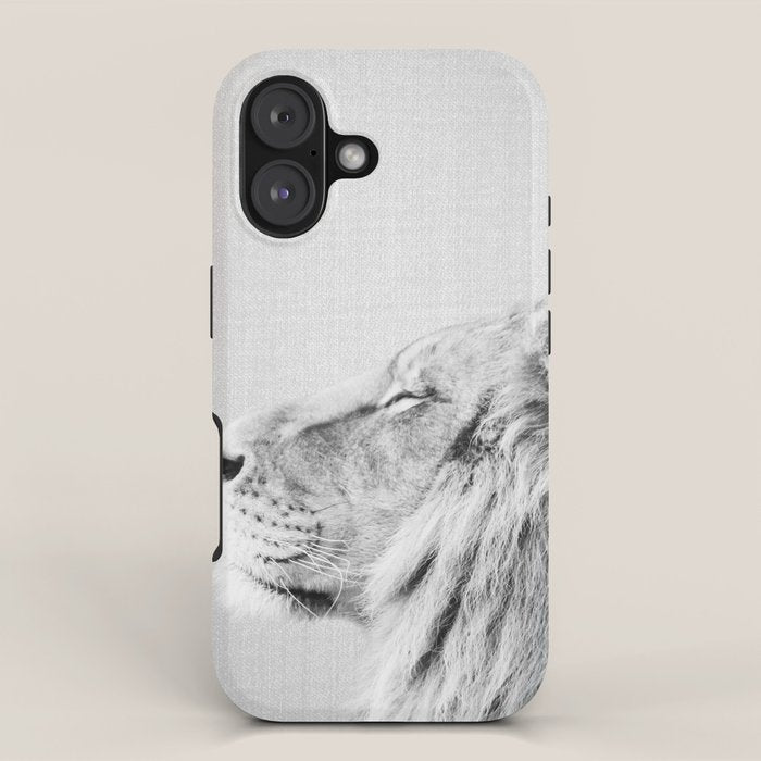 Lion Portrait - Black & White iPhone Case Gallery Image 1