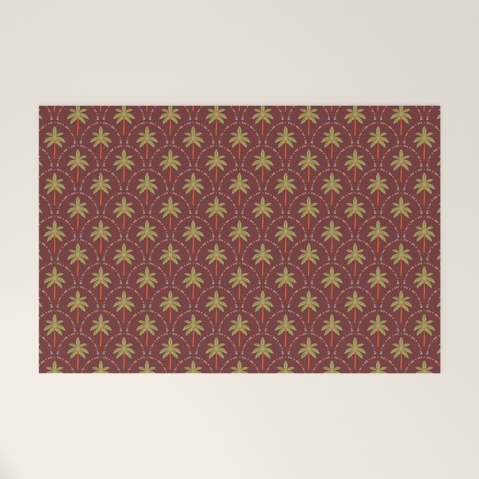 Vintage summer palm tree art pattern Welcome Mat Gallery Image 1