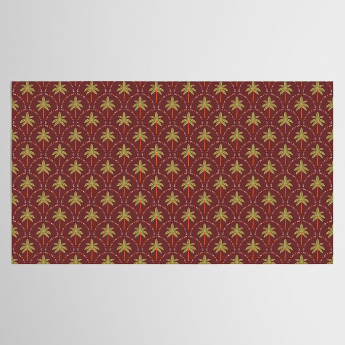 Vintage summer palm tree art pattern Tablecloth Gallery Image 2