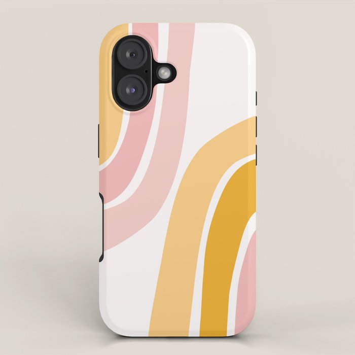 Abstract Shapes 37 in Mustard Yellow and Pale Pink iPhone Case Gallery Image 1