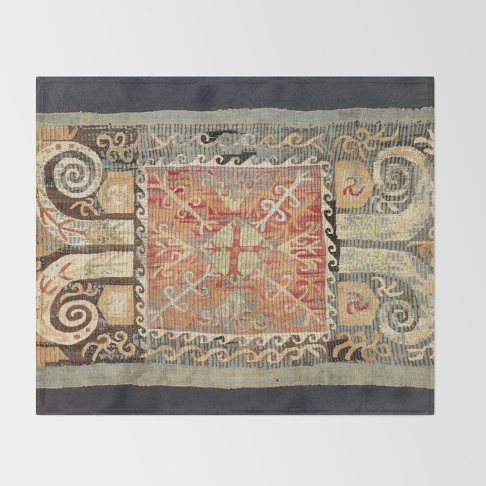 Kaitag 18th Century Caucasian Embroidery Print Throw Blanket Gallery Image 2