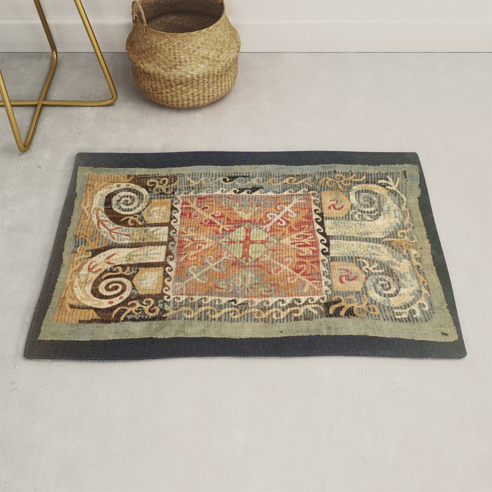 Kaitag 18th Century Caucasian Embroidery Print Rug Gallery Image 1