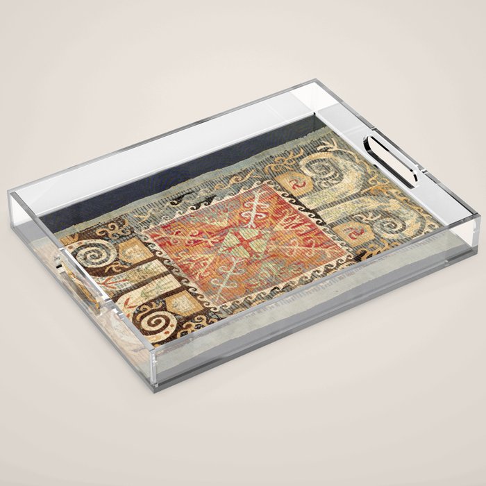 Kaitag 18th Century Caucasian Embroidery Print Acrylic Tray Gallery Image 1