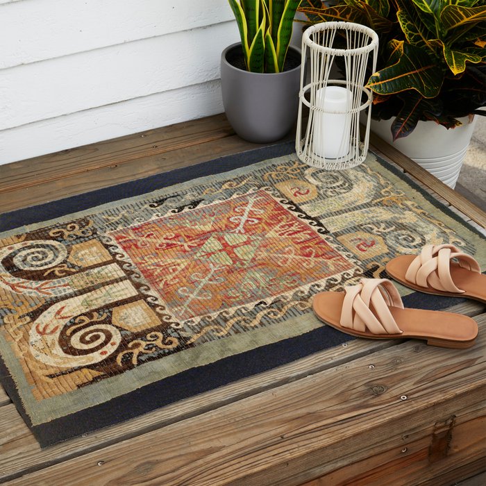 Kaitag 18th Century Caucasian Embroidery Print Outdoor Rug Gallery Image 2