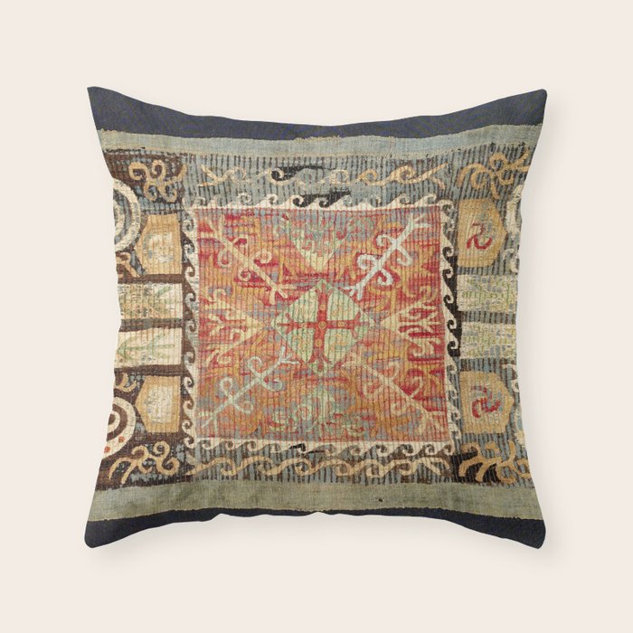 Kaitag 18th Century Caucasian Embroidery Print Throw Pillow Gallery Image 1