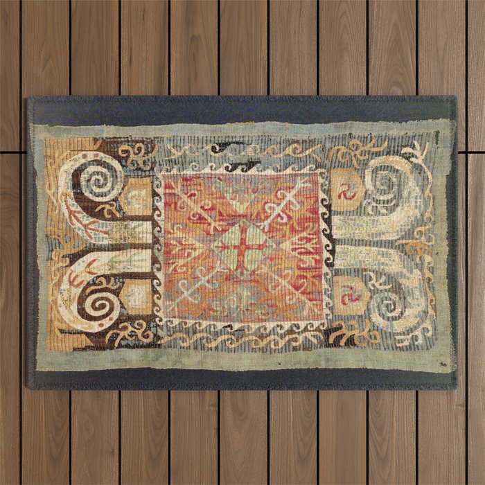 Kaitag 18th Century Caucasian Embroidery Print Outdoor Rug Gallery Image 1