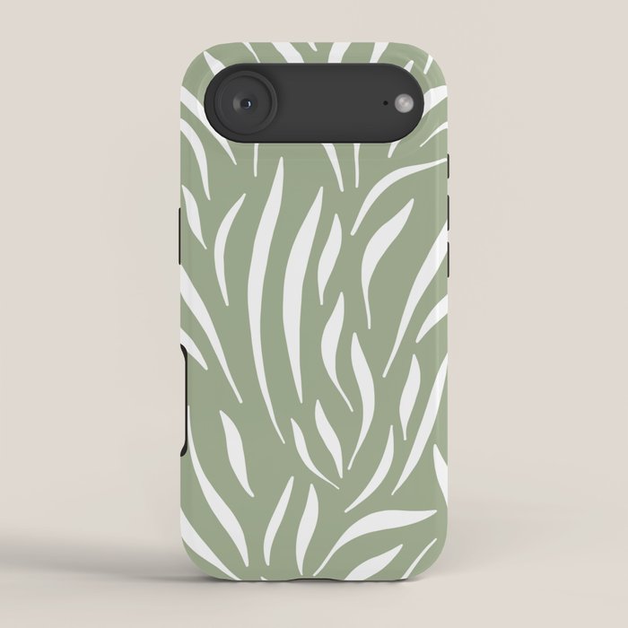 Sage Green Abstract Leaf Pattern iPhone Case Gallery Image 2
