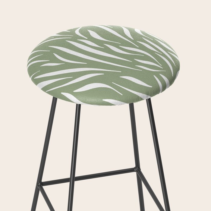 Sage Green Abstract Leaf Pattern Stool Gallery Image 2