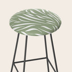Sage Green Abstract Leaf Pattern Stool Gallery Image 2