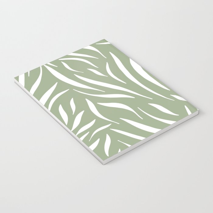 Sage Green Abstract Leaf Pattern Notebook Gallery Image 3
