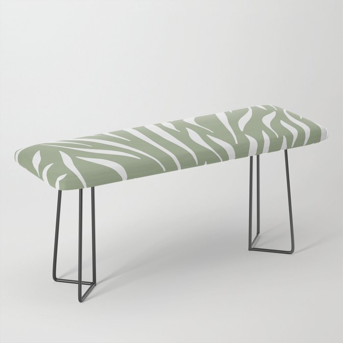 Sage Green Abstract Leaf Pattern Bench Gallery Image 1