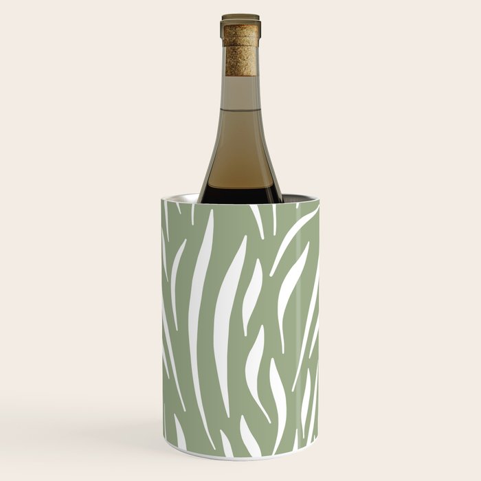 Sage Green Abstract Leaf Pattern Wine Chiller Gallery Image 1
