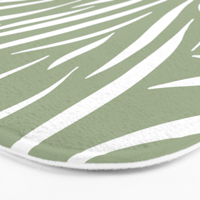 Sage Green Abstract Leaf Pattern Bath Mat Gallery Image 3