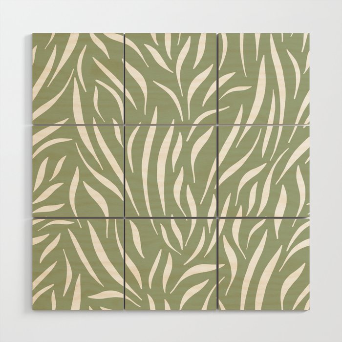 Sage Green Abstract Leaf Pattern Wood Wall Art Gallery Image 1