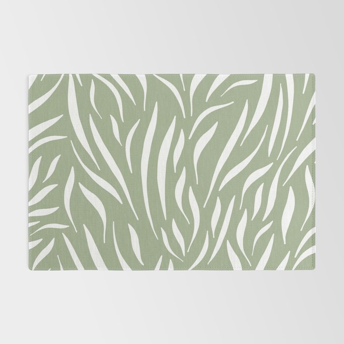 Sage Green Abstract Leaf Pattern Rug Gallery Image 2