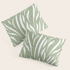 Sage Green Abstract Leaf Pattern Pillow Sham Gallery Image 3