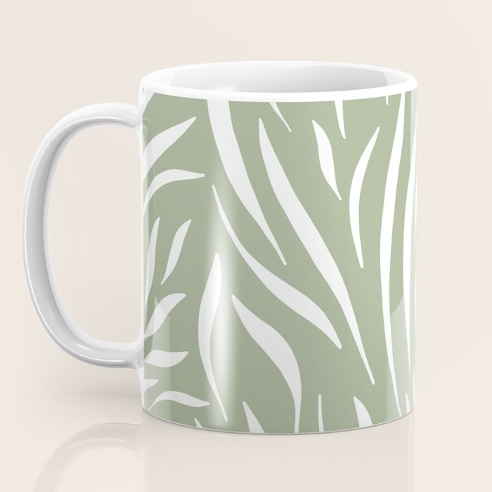 Sage Green Abstract Leaf Pattern Coffee Mug Gallery Image 3