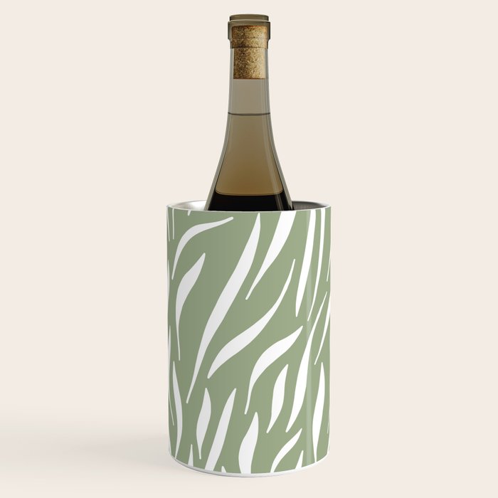 Sage Green Abstract Leaf Pattern Wine Chiller Gallery Image 3