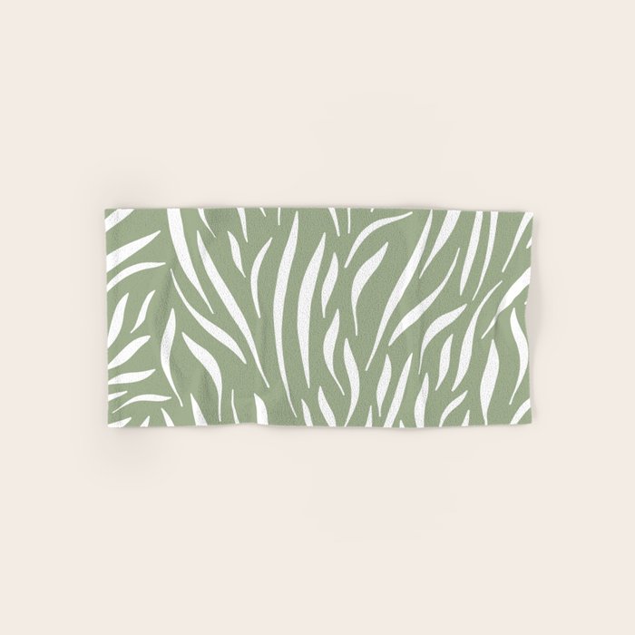 Sage Green Abstract Leaf Pattern Bath Towel Gallery Image 1