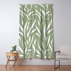 Sage Green Abstract Leaf Pattern Window Curtain Gallery Image 5