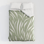 Sage Green Abstract Leaf Pattern Duvet Cover Gallery Image 6